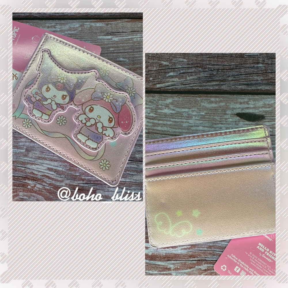 Kuromi and My Melody Iridescent Card Holder Small NWT